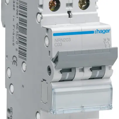 Disjoncteur Hager MCB 2P 415V type C 3A 2UM 