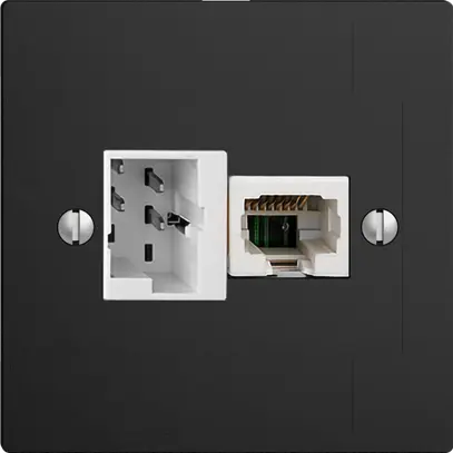 UP-Anschlussdose 1×TT,1×RJ45/u 4P EDIZIOdue schwarz ITplus ITM 