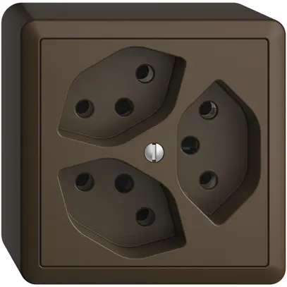 Presa AP EDIZIOdue 3×T13 coffee 3×S con shutter 