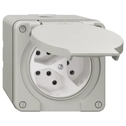 Presa NAP NEVO, 3×T13, IP21, 3×separato, grigio chiaro 