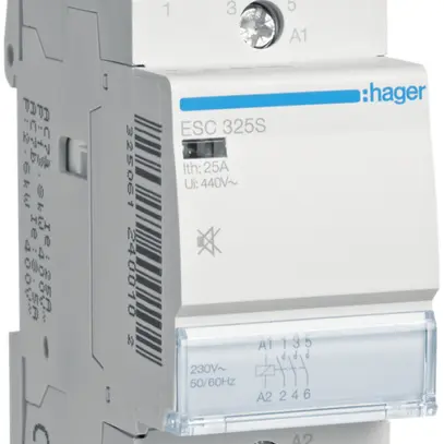 Contattore AMD Hager 230VAC 3 chiusura 0 apertura 25A senza ronzio 2UM 