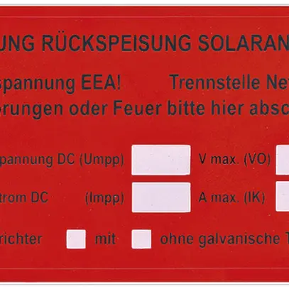 Etichetta UV per installazione PV 50×90mm tipo 2 rosso 