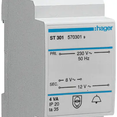 Piccolo trasformatore AMD Hager 4W 8V 12V 0.5A 2UM 