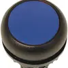 Leucht-Drucktaste ETN RMQ flach blau, rastend, Ring schwarz 