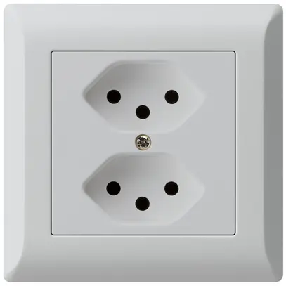 Prise ENC kallysto.line 2×T13 gris clair avec sécurité enfants 