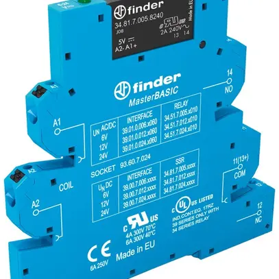 Relè di accoppiamento AMD Finder MasterBASIC, 24VDC, 1S 6A, morsetti Push-In 