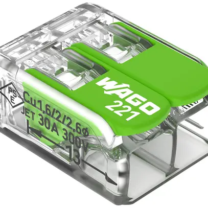 Verbindungsklemme WAGO Green Range 2L 0.5…6mm² mit Hebel gn Transparent 