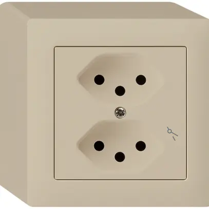 Prise AP kallysto 2×T13/1 beige avec sécurité enfants 