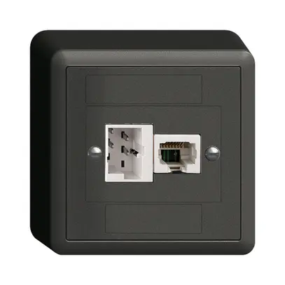 Prise AP xDSL RJ45/TT83 noir ITplus EDIZIOdue, avec filtre 