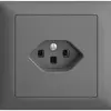 Prise INC EDIZIOdue T23 16A gris foncé, avec bornes enf. 