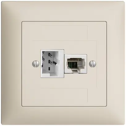 Scatola INC 1×TT,1×RJ45/u 4P EDIZIOdue crema, ITplus ITM 