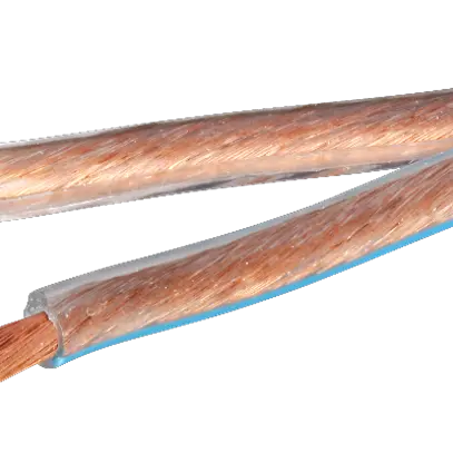 Câble plat pour haut-parleur 2×2.5mm² transparent-bleu Bobine à 100m 