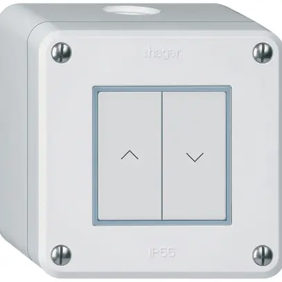 Pulsante per tapparelle KNX AP Hager BA robusto Q doppio 86×86mm bianco 