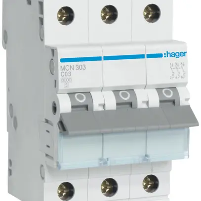 Disgiuntore Hager MCB 3P 415V tipo C 3A Icn 6kA 3UM 