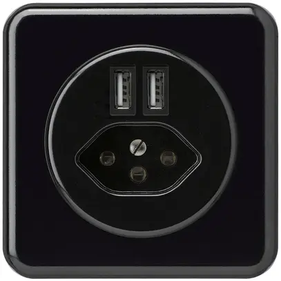 Presa INC 2×USB & tipo 13 basico C 2400mA nero 