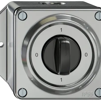 Interrupteur rotatif AP ELEMENT SNAPFIX® 2×1P 16A 400V 0-1-0-1 alu 