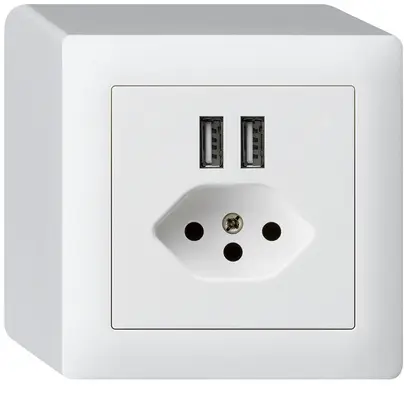 Presa AP 2×USB & T13 kallysto Q 2400mA bianco 