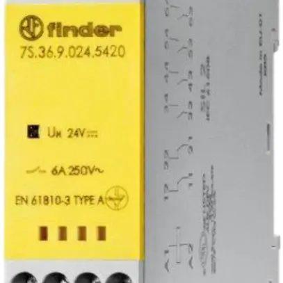 Module de relais Finder avec contacts à guidage forcé, 4 f et 2 o, 6A, 24VDC 