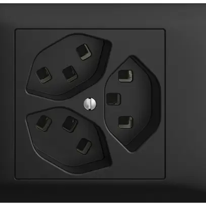 EB-Steckdose 3×T23 16A schwarz, 53mm EDIZIOdue, mit Steckklemmen 