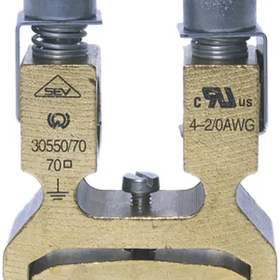 Borne de terre joignable Woertz 16…70mm² raccordement à vis 2×1 rail DIN 35mm 