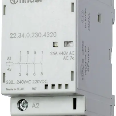Contattore AMD Finder 22.32, 230VUC, 3Ch+1R 25A/440VAC AgSnO2, LED 