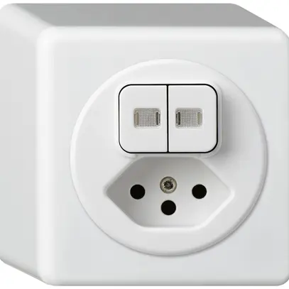 AP-Kombination beleuchtet basico 2×AR/1L+Typ 13 weiss 2 Linsen 