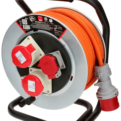 Enrouleur de câble MH maxReel acier 2×CEE16 1×T25 IP44 5×2.5mm² 25m IP44 