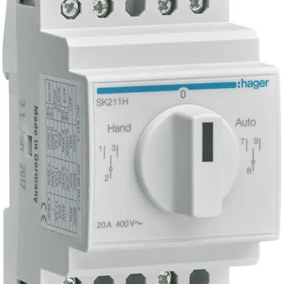 Interrupteur rotatif AMD Hager 20A 400V 0F 0 ouvreur 2 inverseur 3UM Hand-0-Auto 