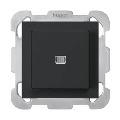 Pulsante luminoso INC kallysto A-R/1P nero con piastra di fissaggio 