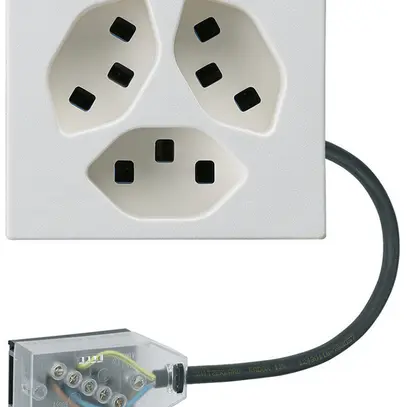 Presa INS 3×tipo 23 Hager FLF per cavo piatto Technofil L2 bianco 