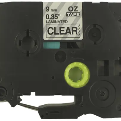 Cassetta nastro compatibile con OZE-121, 9mm×8m, trasparente-nero 