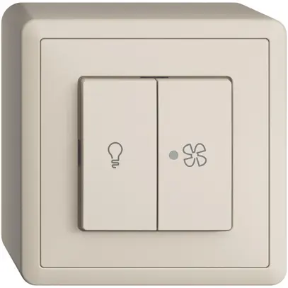 Interrupteur AP pour lum.et ventil. EDIZIOdue crema, contrôle, LED jaune 