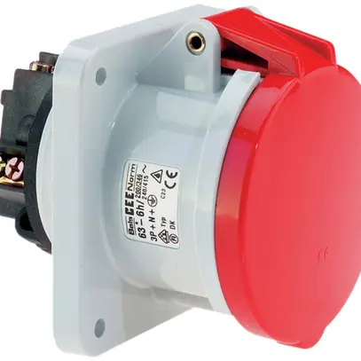 Presa INS CEE Bals 5P 63A 400V 6h rosso IP44 nich.QC dirit. 