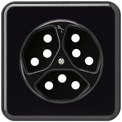 UP-Frontset basico 3×Typ 13/1 schwarz 86×86mm mit Kinderschutz 