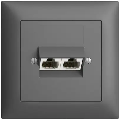 Presa di raccordo INC 2×RJ45/u 8P sep.EDIZIOdue grigio scuro ITplus 