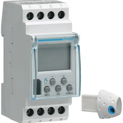 Interrupteur horaire Hager digital hebdo confort 1c 1 inv. 16A 2 UM 12/24V AC/DC 