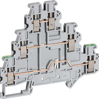 Dreistock-Reihenklemme PE/L/L CLIPLINE 0.14…4mm² grau 
