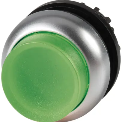 Leucht-Drucktaste ETN RMQ hoch grün, rastend, Ring verchromt 