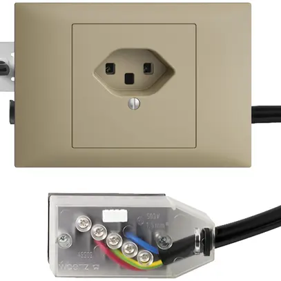 Prise INC EDIZIOdue T23 L3 sand 45…69mm pour câble plat Technofil 