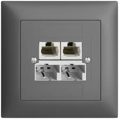 Boîte ENC SOHO 2×TT/2×RJ45/u sép.ITplus EDIZIOdue gris foncé 