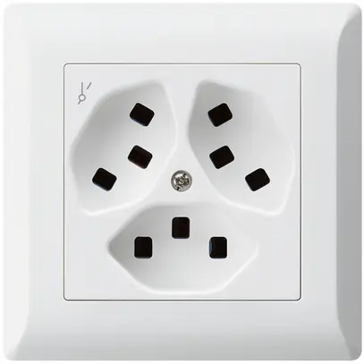 Prise ENC Hager kallysto.line 3×T23 1×S C blanc ultra 