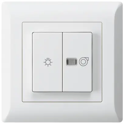 Interrupteur lumineux ENC kallysto.line blanc 1/1L symbole lumineux+ventilation 
