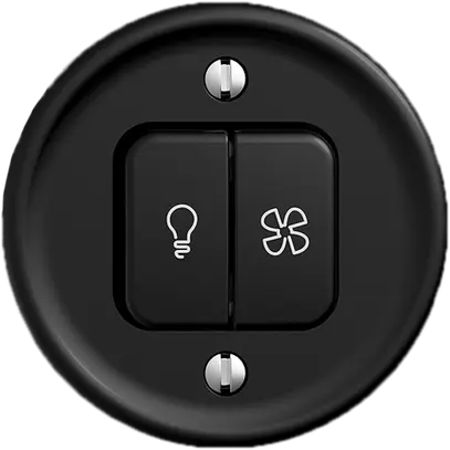 Interrupteur p.lumière+ventilation STANDARDdue noir, contrôle, LED jaune 