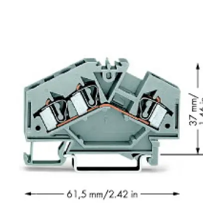 Morsetto di passaggio cablaggio front. WAGO 4mm² grigio 