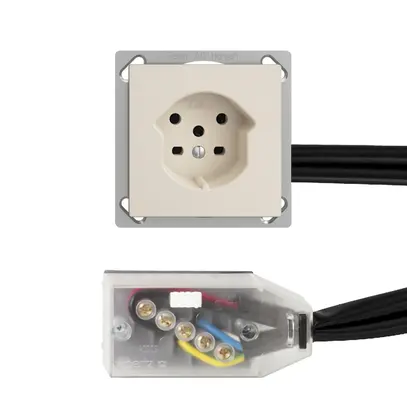 Presa INS EDIZIOdue T15 crema, per cavo piatto Technofil 