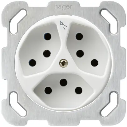 Insert pour prise ENC basico 3×type 13S avec plaque de fixation blanc 