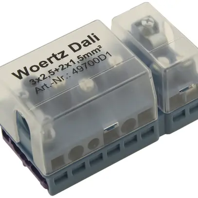 Boîte de raccordement Woertz pour câble plat DALI 3×2.5+2×1.5mm² 3P+bus 