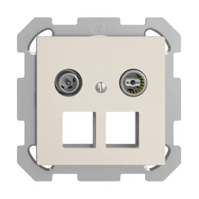 Prise multimédia 19dB ENC Edue FM, prise de passage, pour 2×RJ45 Keystone, crema 