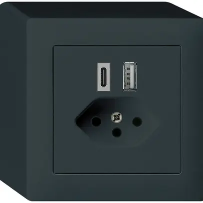 Prise de charge USB AP kallysto 18W PD 1×type A 1×type C T13 noir 