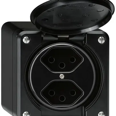 AP-Steckdose robusto 2×Typ 13 schwarz 